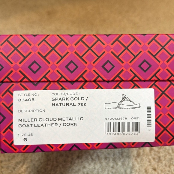 NIB Tory Burch Miller Cloud Metallic Sandals - Picture 5 of 6